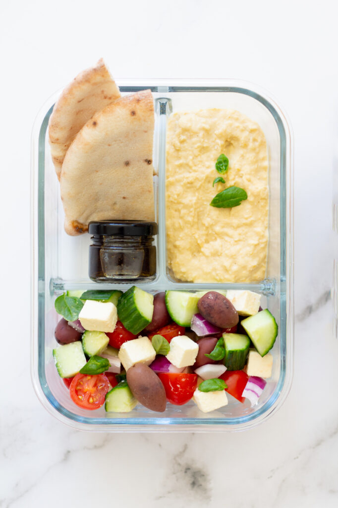 Cucumber Salad, Hummus & Pita Bento Box Lunch
